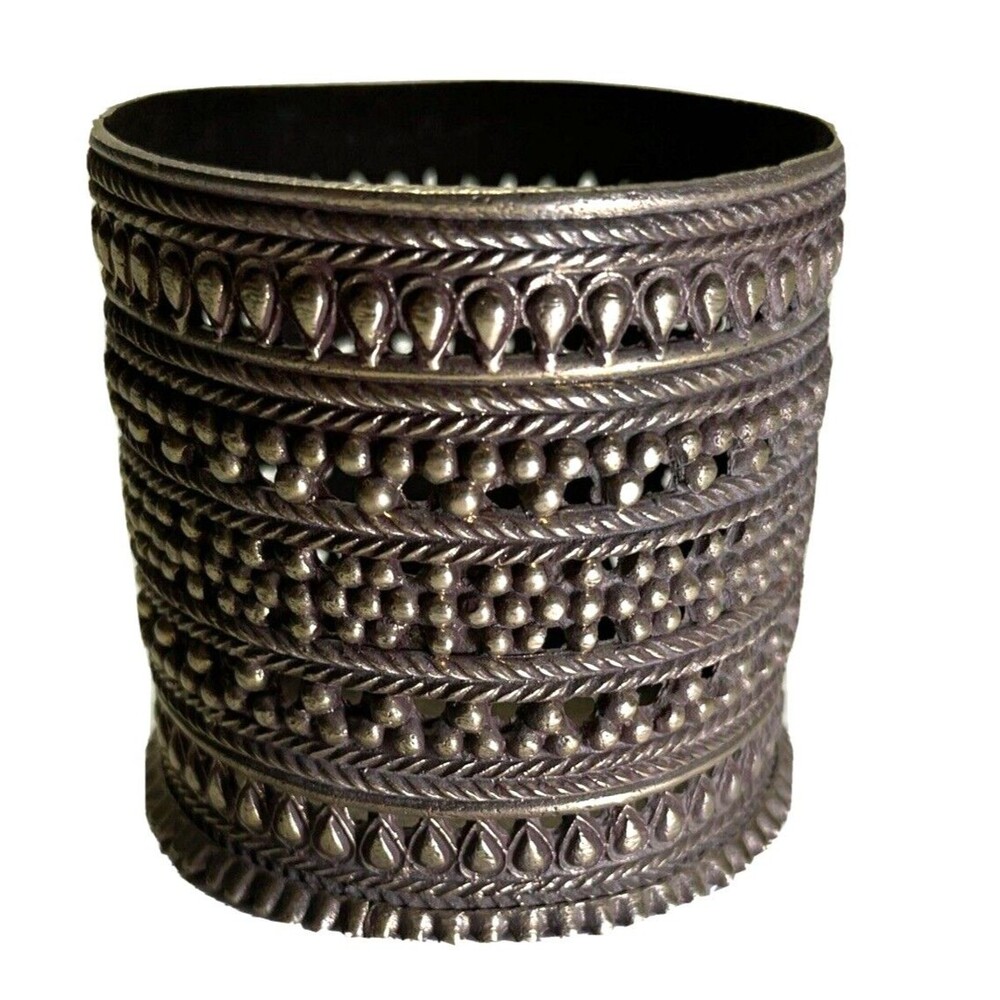 Vintage Tribal Hand Cuff Bracelet Converted Capped Holder Catchall Decoration